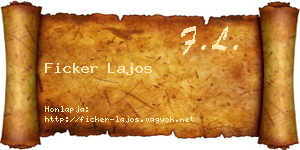 Ficker Lajos névjegykártya
